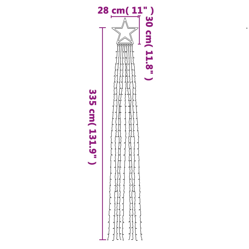 vidaXL Juletrelys 320 LEDs kald hvit 375 cm