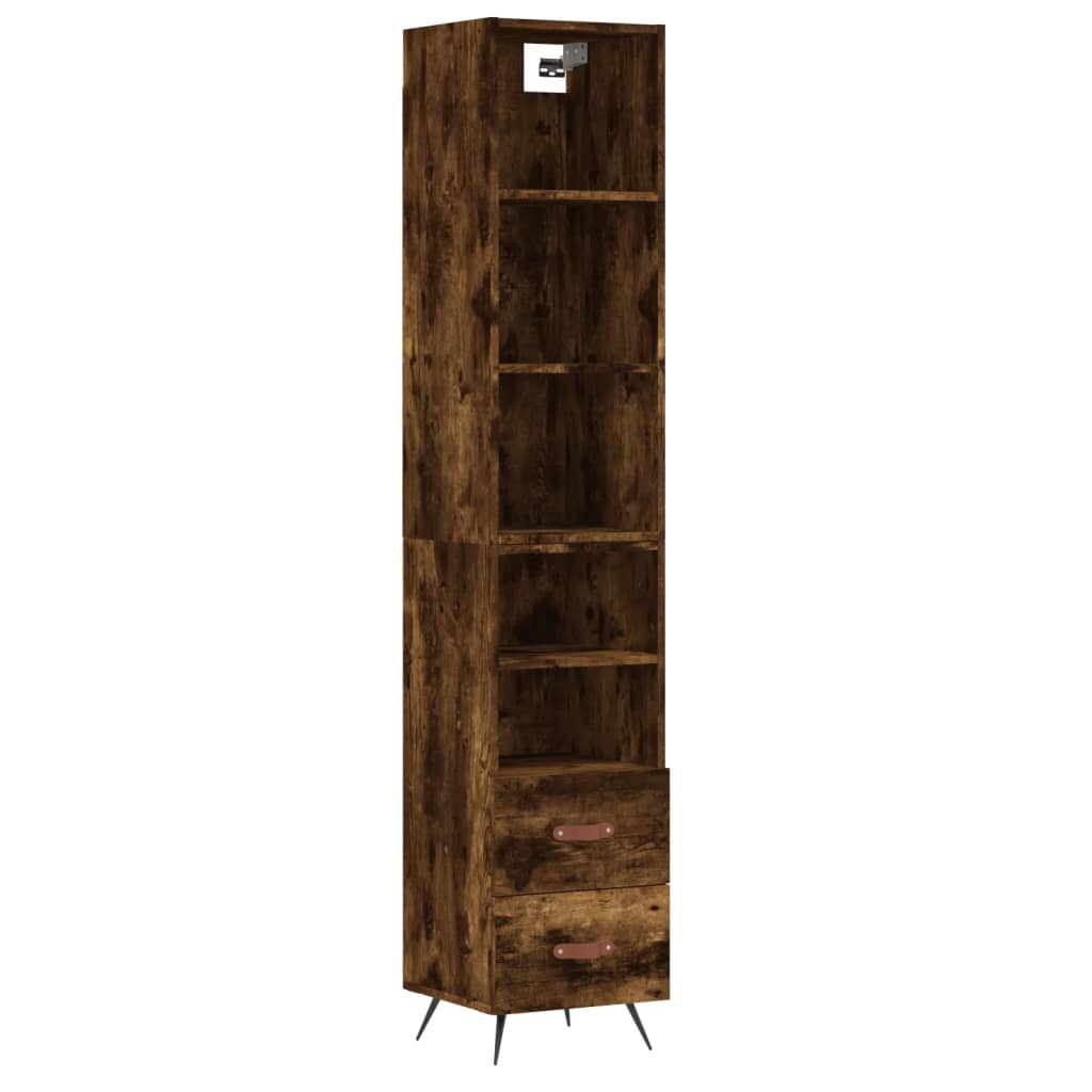 vidaXL Highboard røkt eik 34,5x34x180 cm konstruert tre