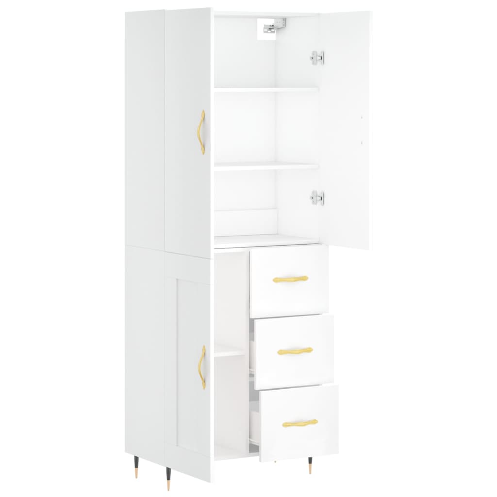 vidaXL Highboard hvit 69,5x34x180 cm konstruert tre