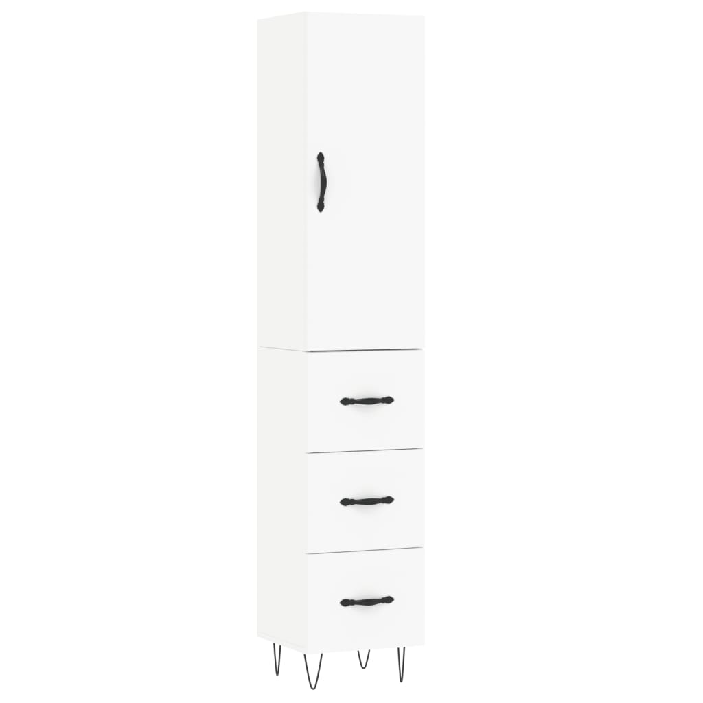 vidaXL Highboard hvit 34,5x34x180 cm konstruert tre