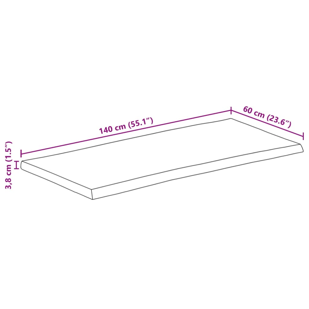 vidaXL Bordplate 140x60x3,8 cm naturlig kant heltre mango