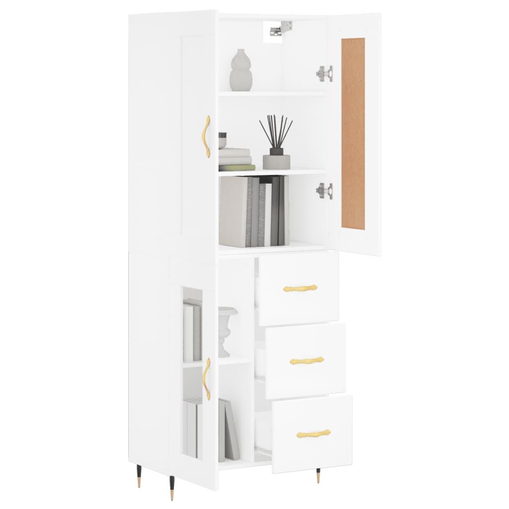 vidaXL Highboard hvit 69,5x34x180 cm konstruert tre