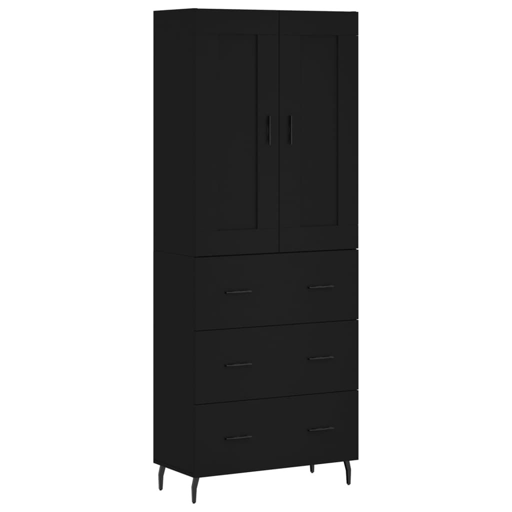 vidaXL Highboard svart 69,5x34x180 cm konstruert tre