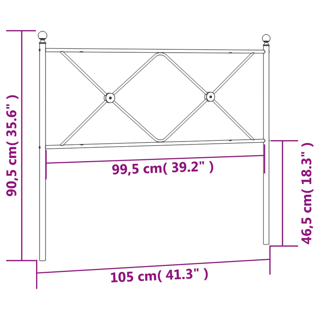 vidaXL Sengegavl i metall svart 100 cm