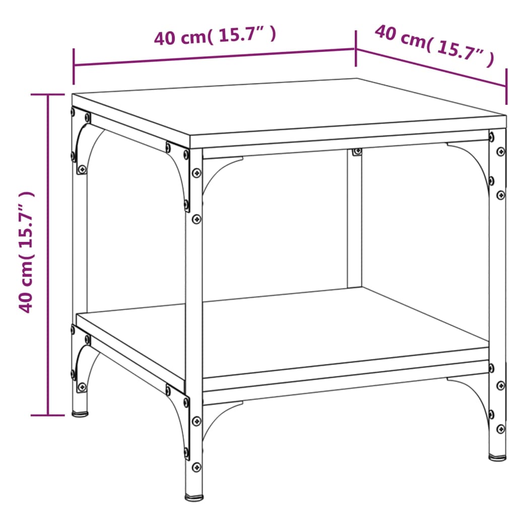 vidaXL Sidebord 2 stk sonoma eik 40x40x40 cm konstruert tre