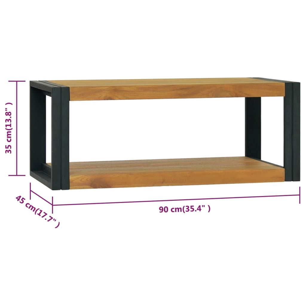 vidaXL Veggmontert baderomsskap 90x45x35 cm heltre teak