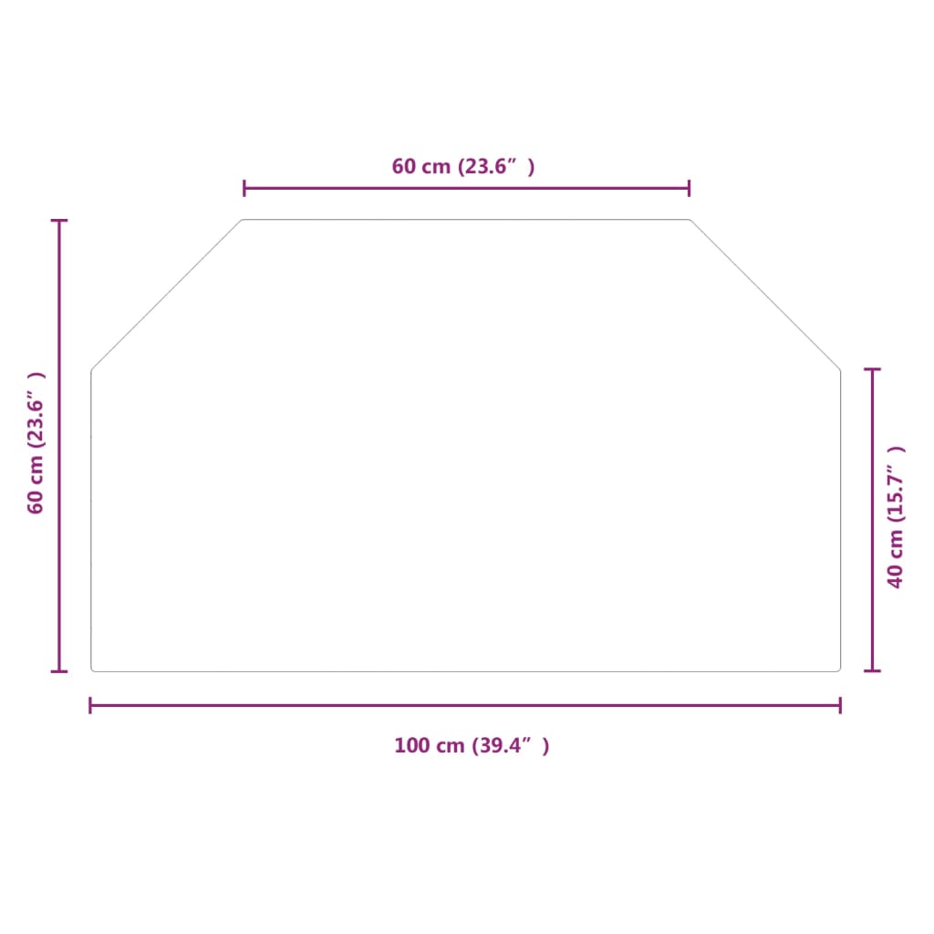 vidaXL Glassplate for peis sekskantet 100x60 cm