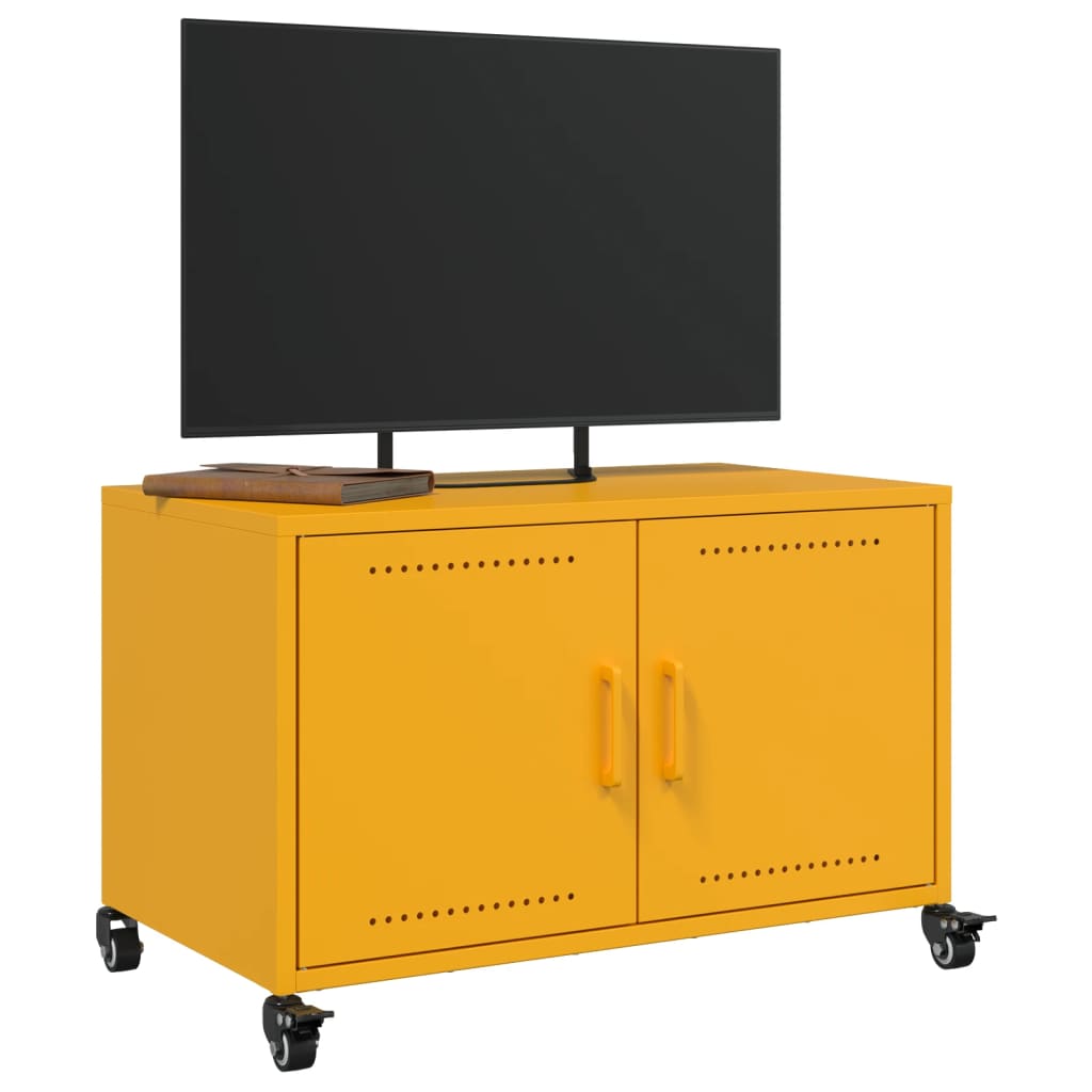 vidaXL TV-benk sennepsgul 68x39x43,5 cm stål