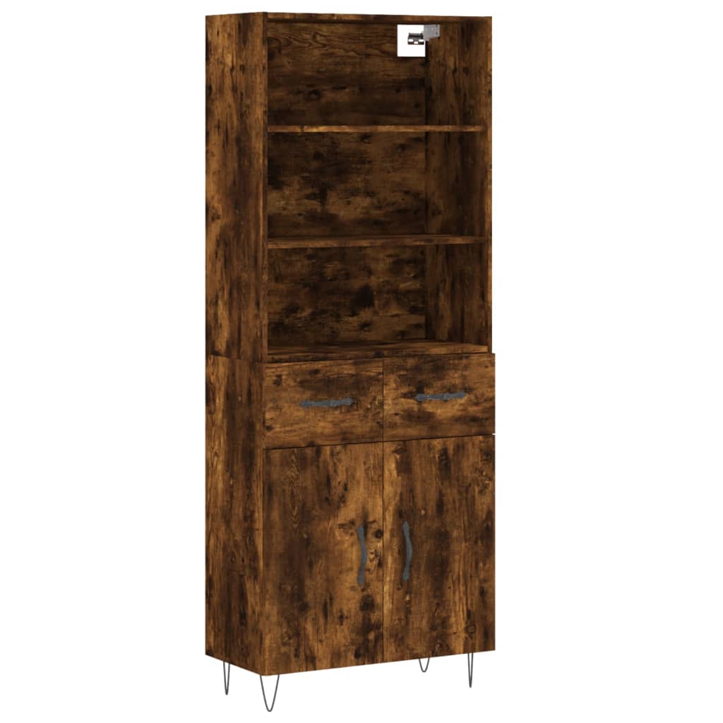 vidaXL Highboard røkt eik 69,5x34x180 cm konstruert tre