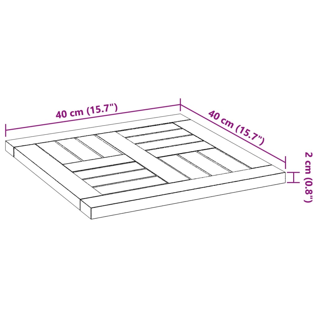 vidaXL Bordplate 40x40x2 cm firkantet heltre akasie