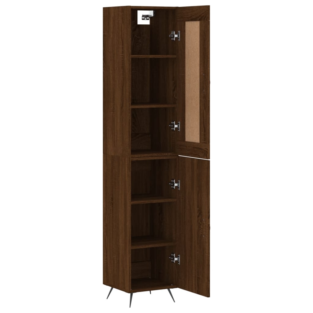 vidaXL Highboard brun eik 34,5x34x180 cm konstruert tre