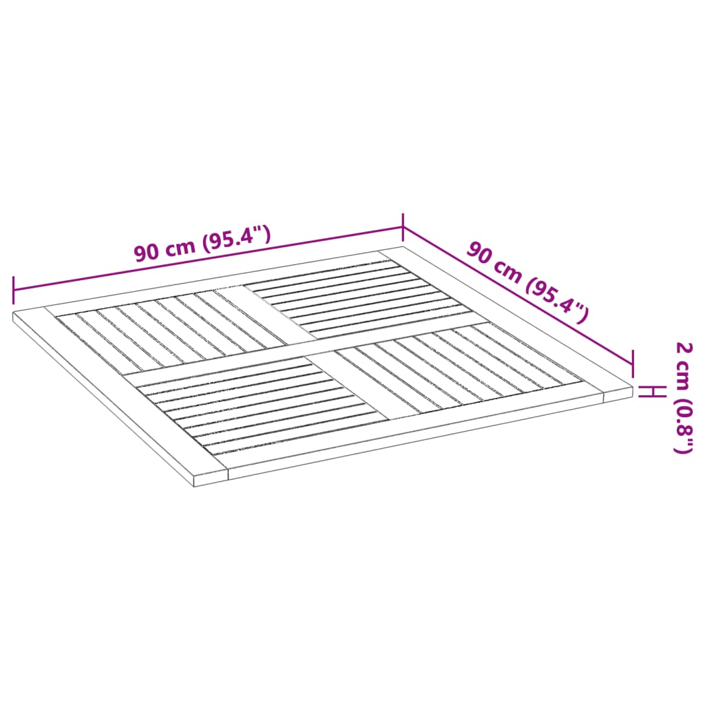 vidaXL Bordplate 90x90x2,2 cm firkantet heltre akasie