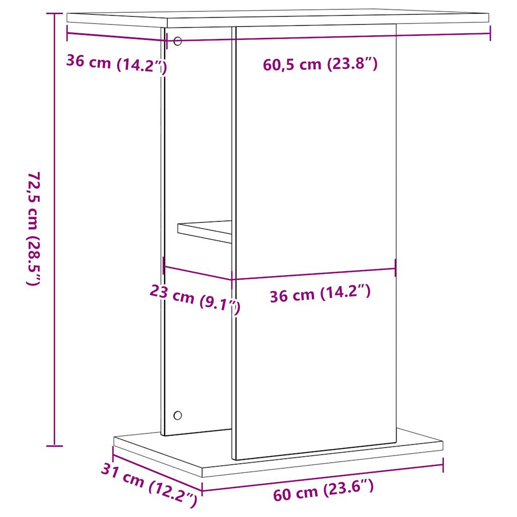 vidaXL Akvariumstativ artisan eik 36x60,5x72,5 cm konstruert tre