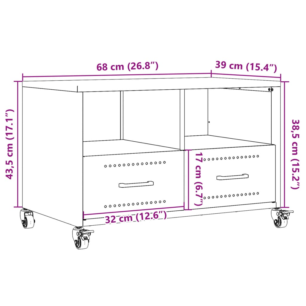 vidaXL TV-benk olivengrønn 68x39x43,5 cm stål