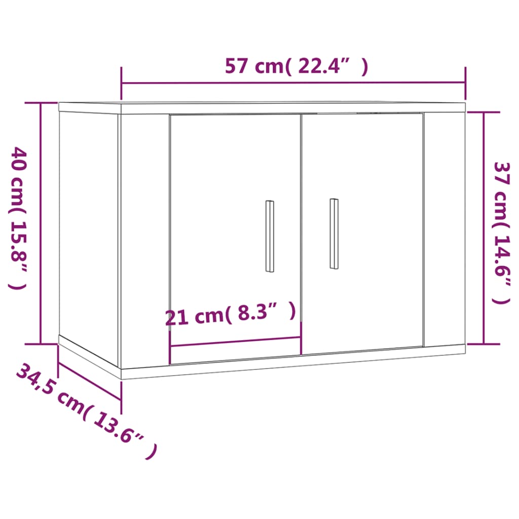 vidaXL Vegghengt TV-benk hvit 57x34,5x40 cm