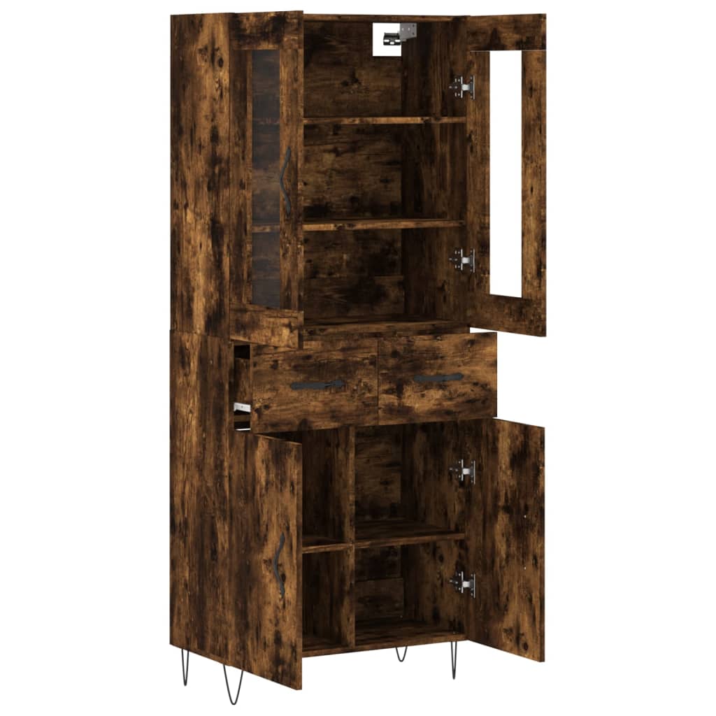 vidaXL Highboard røkt eik 69,5x34x180 cm konstruert tre