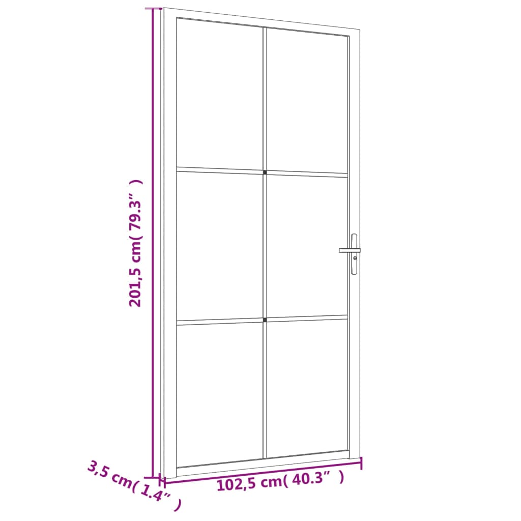 vidaXL Innerdør 102,5x201,5 cm hvit ESG glass og aluminium