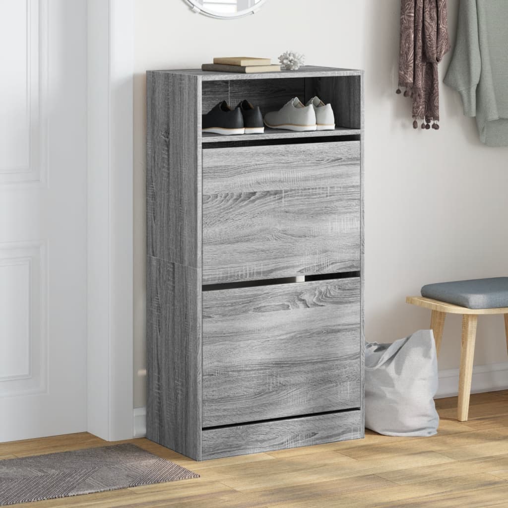 vidaXL Skoskap grå sonoma 60x34x116 cm konstruert tre