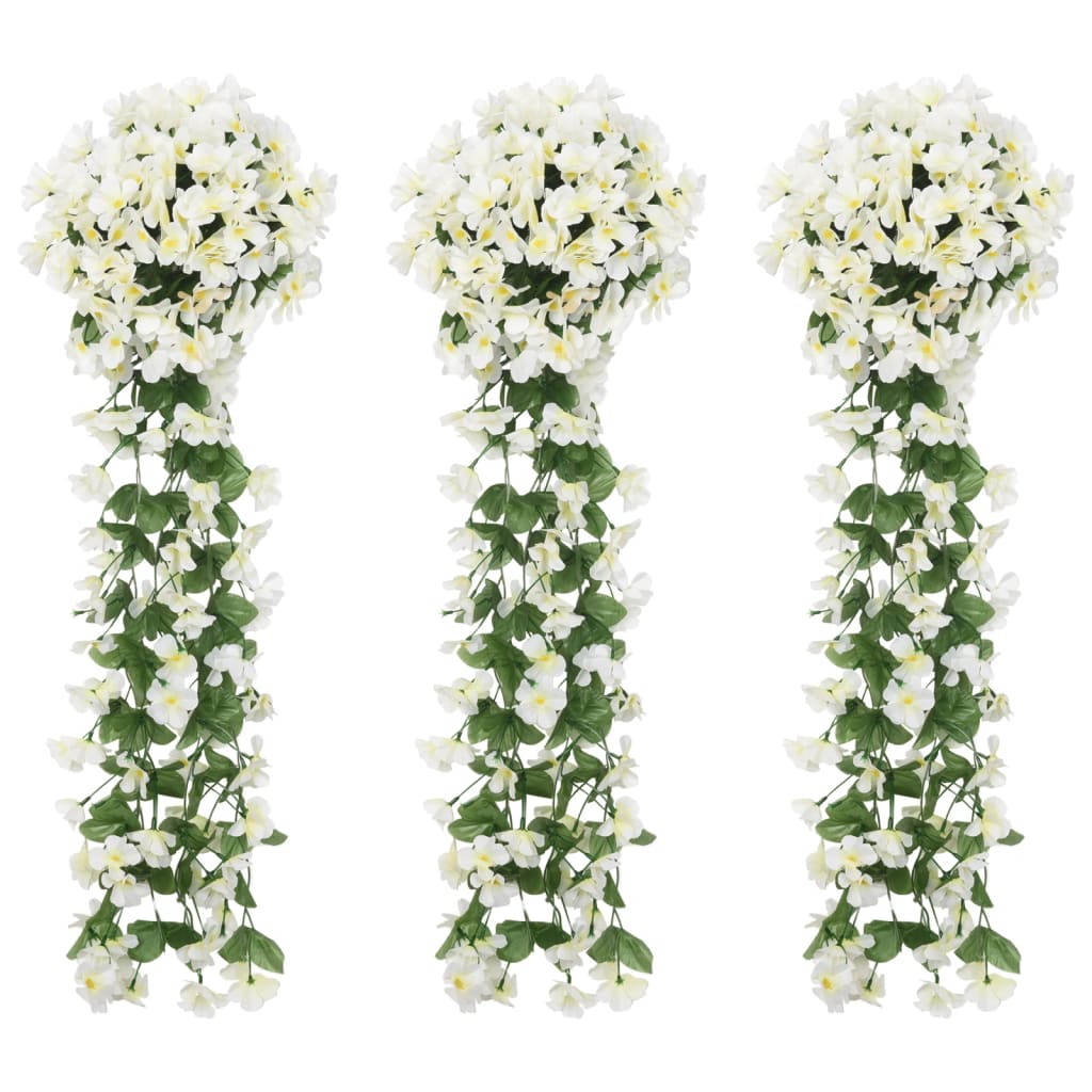 vidaXL Blomsterkranser for jul 3 stk hvit 85 cm