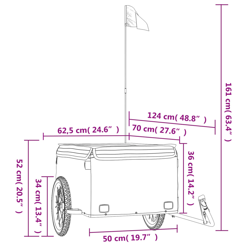 vidaXL Sykkelvogn svart 45 kg jern