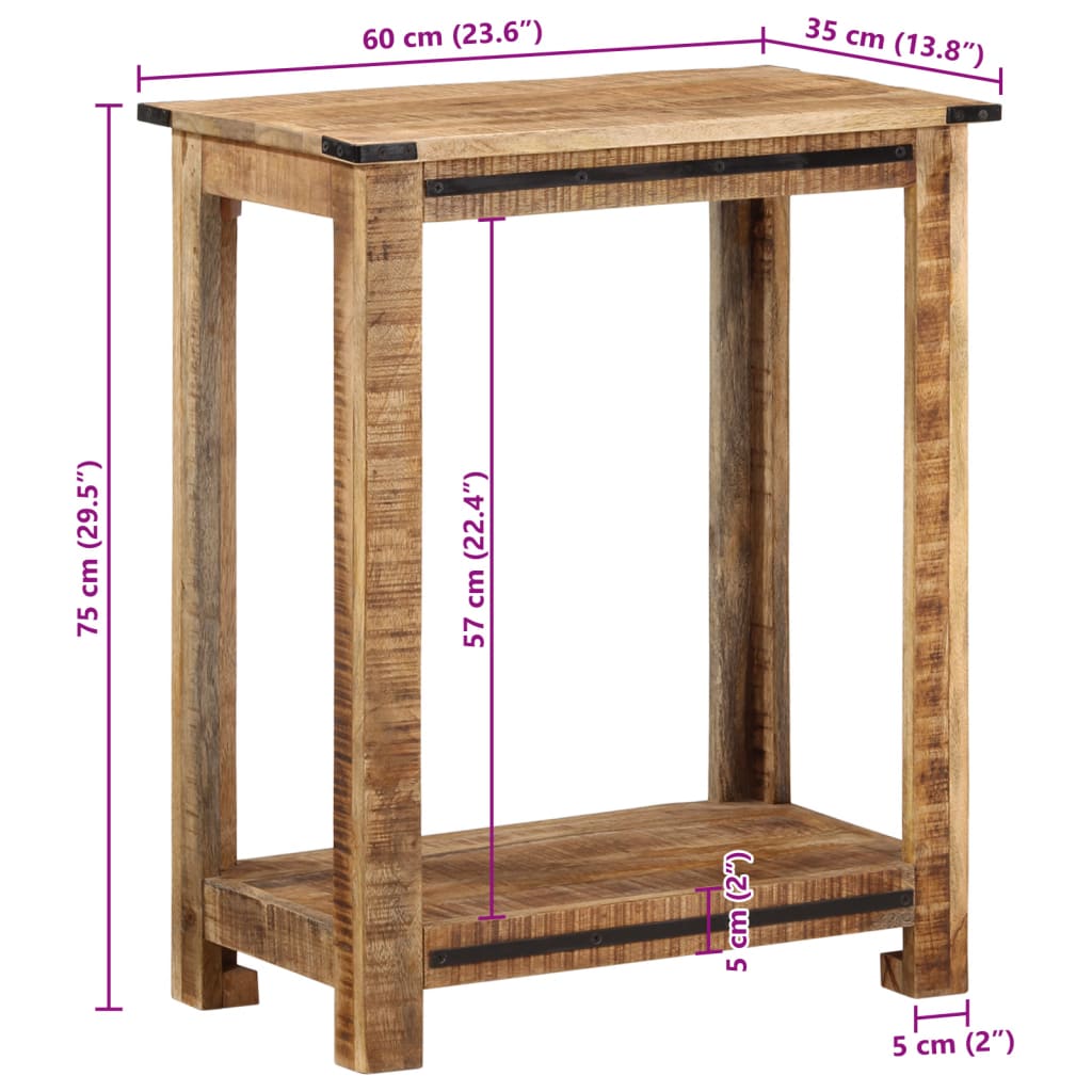 vidaXL Konsollbord 60x35x75 cm heltre mango