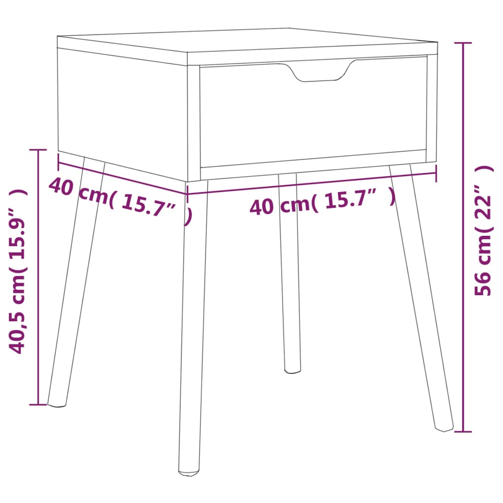 vidaXL Nattbord 2 stk høyglans hvit 40x40x56 cm konstruert tre