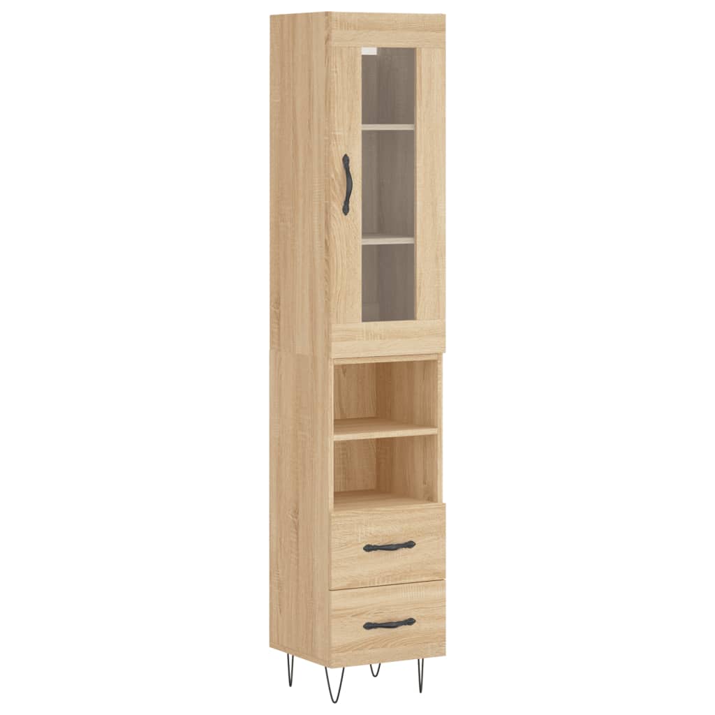 vidaXL Highboard sonoma eik 34,5x34x180 cm konstruert tre