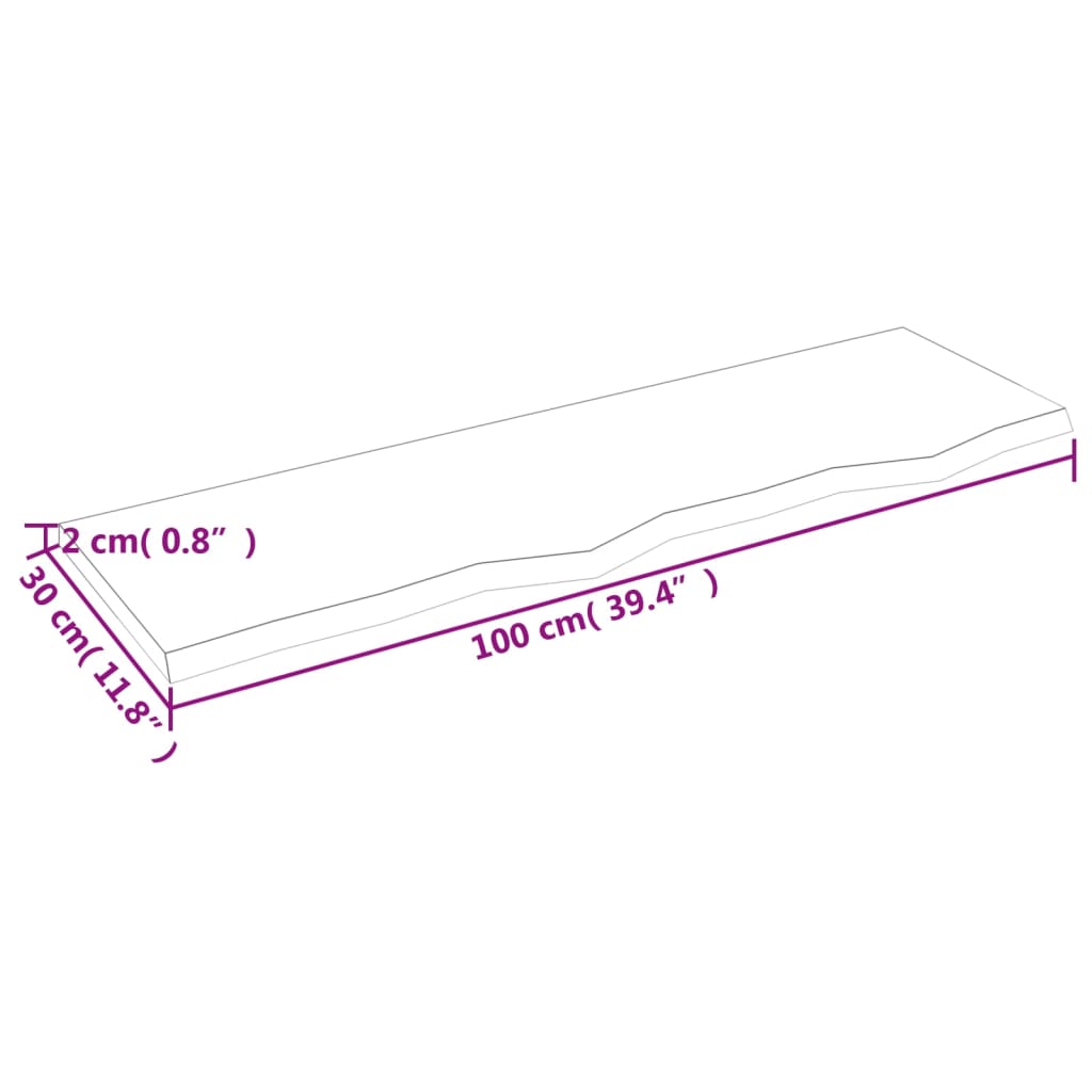 vidaXL Vegghylle lysebrun 100x30x2 cm behandlet heltre eik