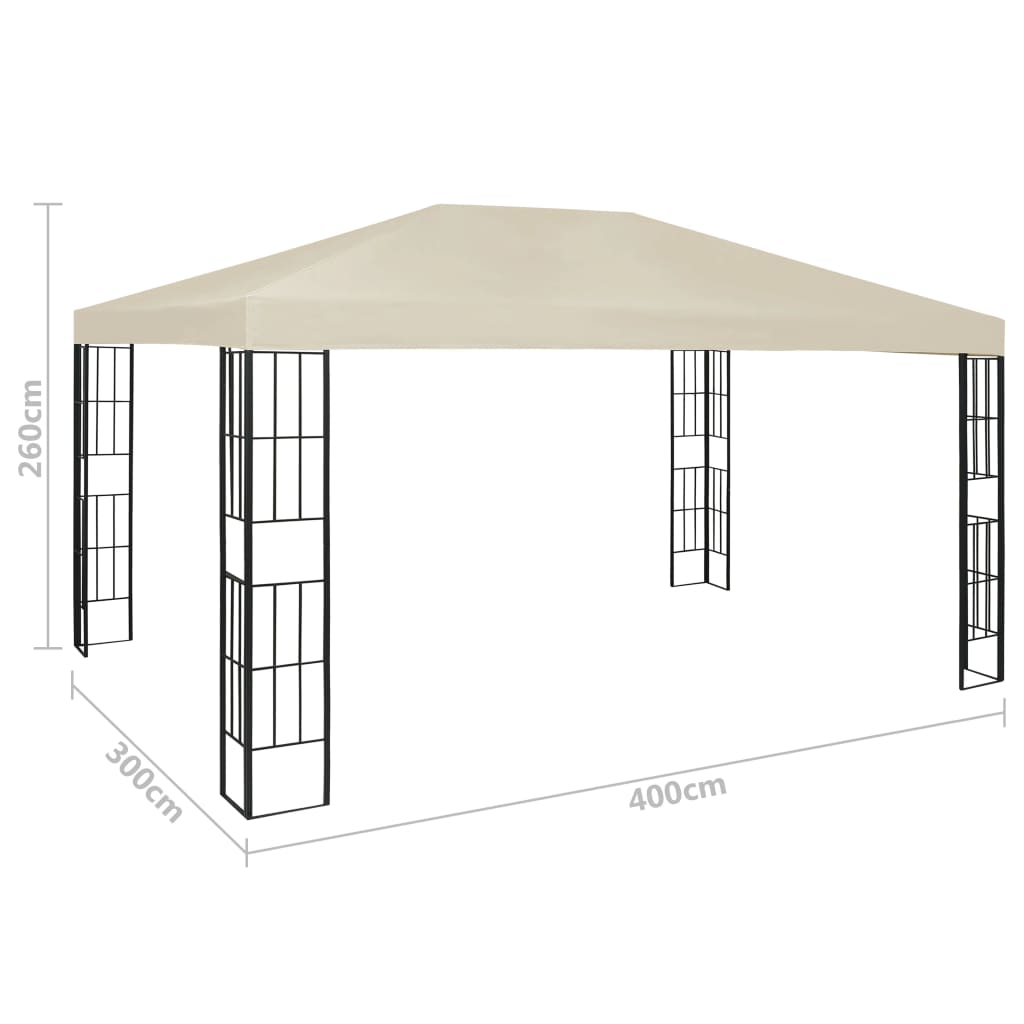 vidaXL Paviljong med LED-lysslynge 3x4 m kremhvit