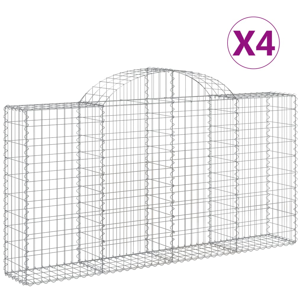 vidaXL Gabionkurver buede 4 stk 200x30x100/120 cm galvanisert jern