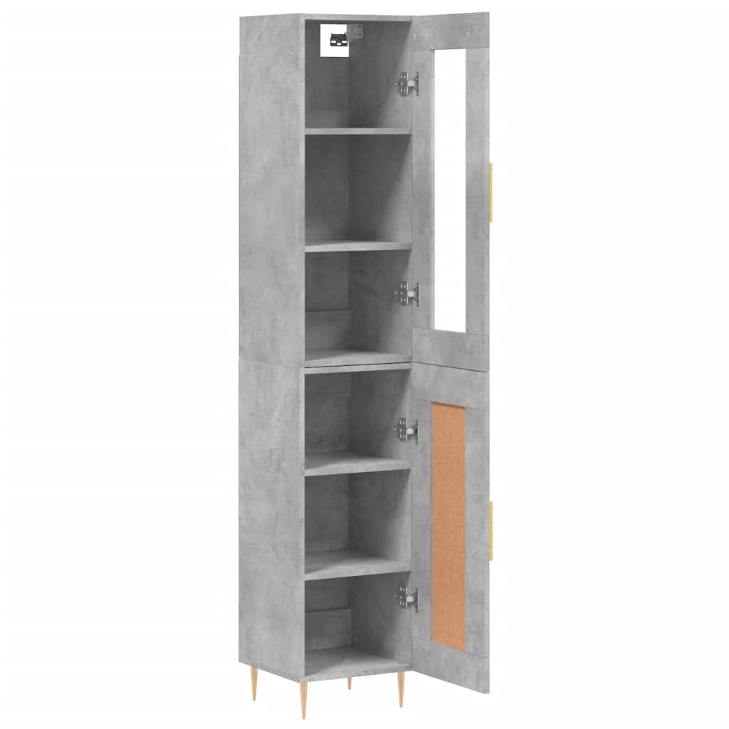 vidaXL Highboard betonggrå 34,5x34x180 cm konstruert tre