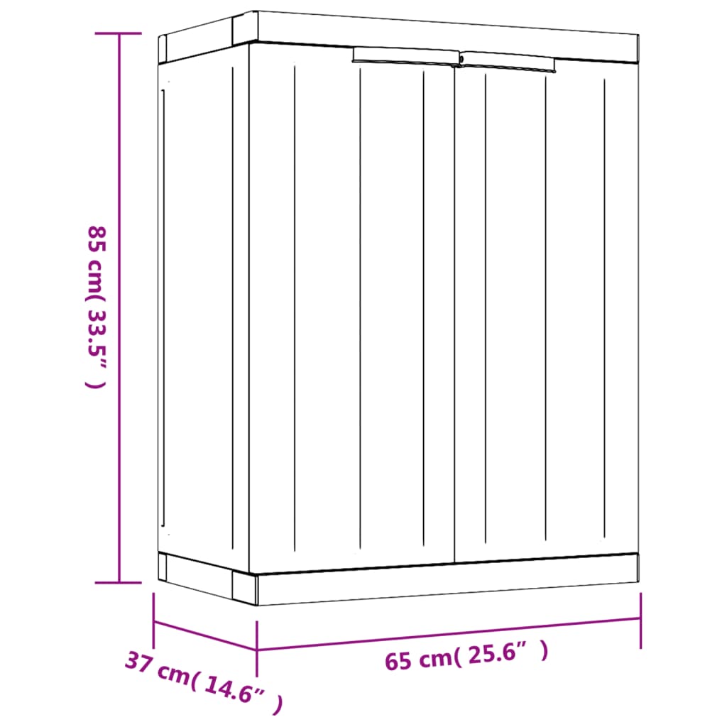 vidaXL Oppbevaringsskap for hage grå og svart 65x37x85 cm PP