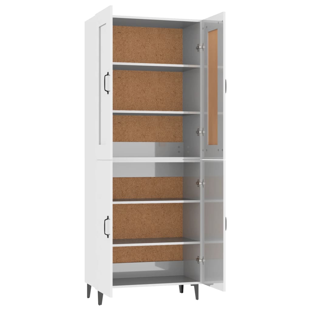 vidaXL Highboard høyglans hvit 70x34x180 cm konstruert tre