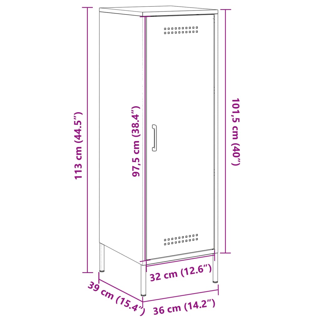 vidaXL Highboard svart 36x39x113 cm stål