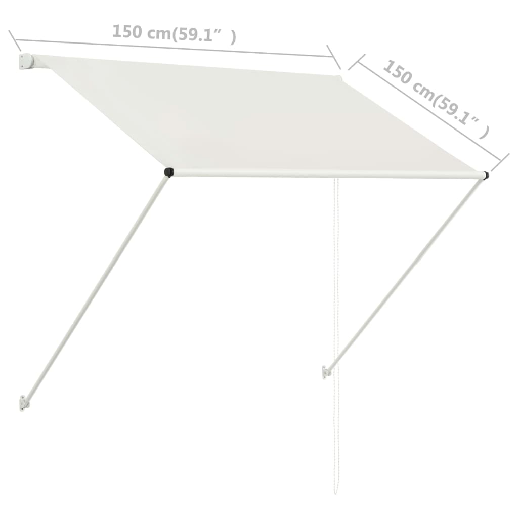 vidaXL Uttrekkbar markise 150x150 cm kremhvit