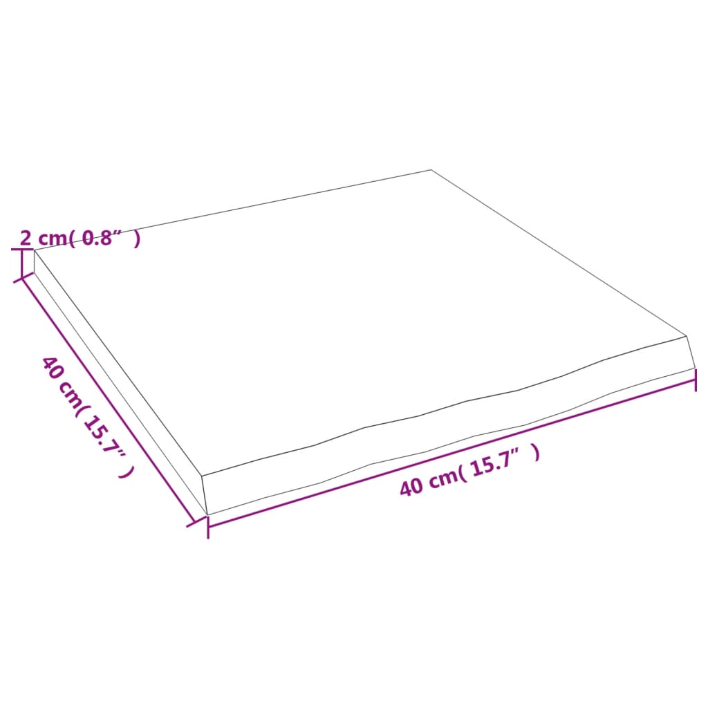 vidaXL Benkeplate til bad mørkebrun 40x40x2 cm behandlet heltre