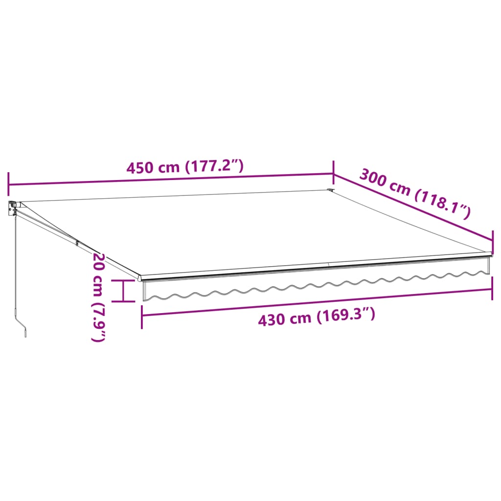 vidaXL Manuell uttrekkbar markise brun 450x300 cm