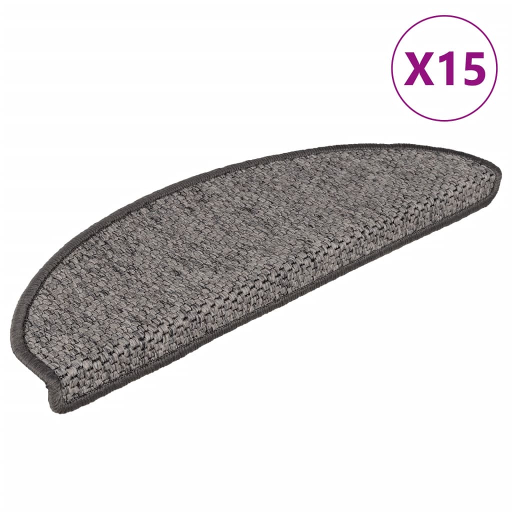 vidaXL Selvklebende trappematter sisal 15 stk 65x21x4 cm brun beige