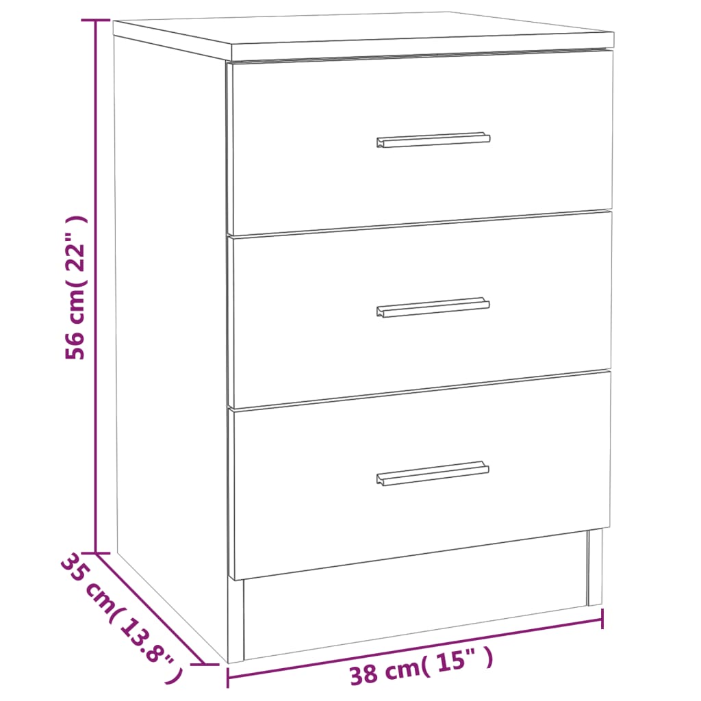 vidaXL Nattbord røkt eik 38x35x56 cm konstruert tre