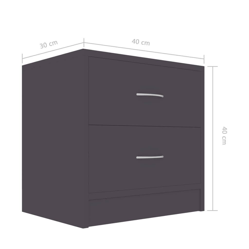 vidaXL Nattbord 2 stk grå 40x30x40 cm konstruert tre