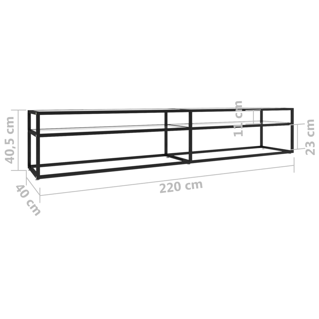 vidaXL TV-benk gjennomsiktig 220x40x40,5 cm herdet glass