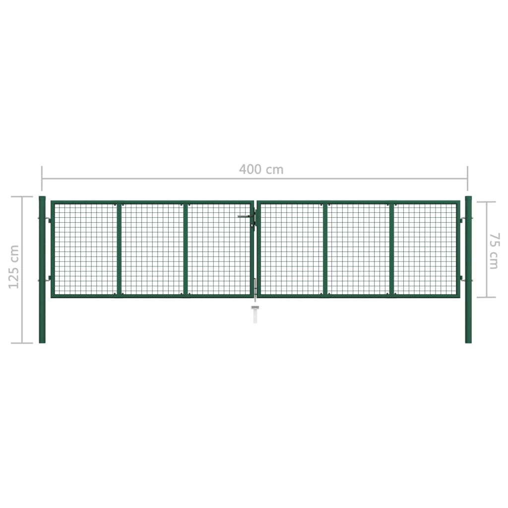 vidaXL Nettinghageport stål 390x75 cm grønn