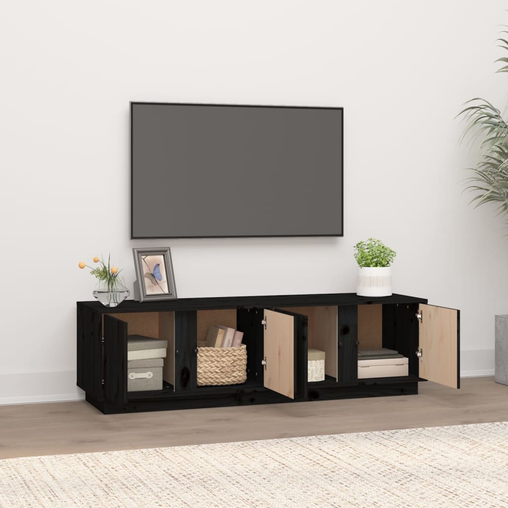 vidaXL TV-benk svart 140x40x40 cm heltre furu