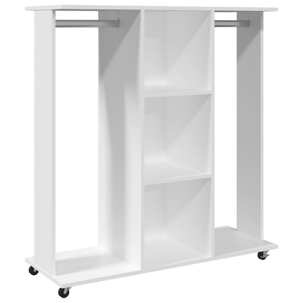 vidaXL Garderobe med hjul hvit 102x38x110 cm konstruert tre