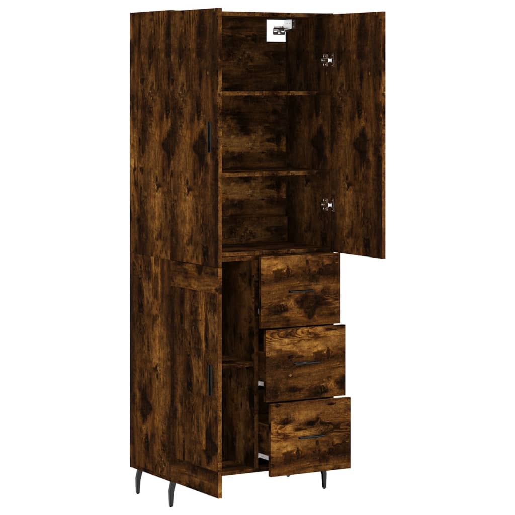 vidaXL Highboard røkt eik 69,5x34x180 cm konstruert tre