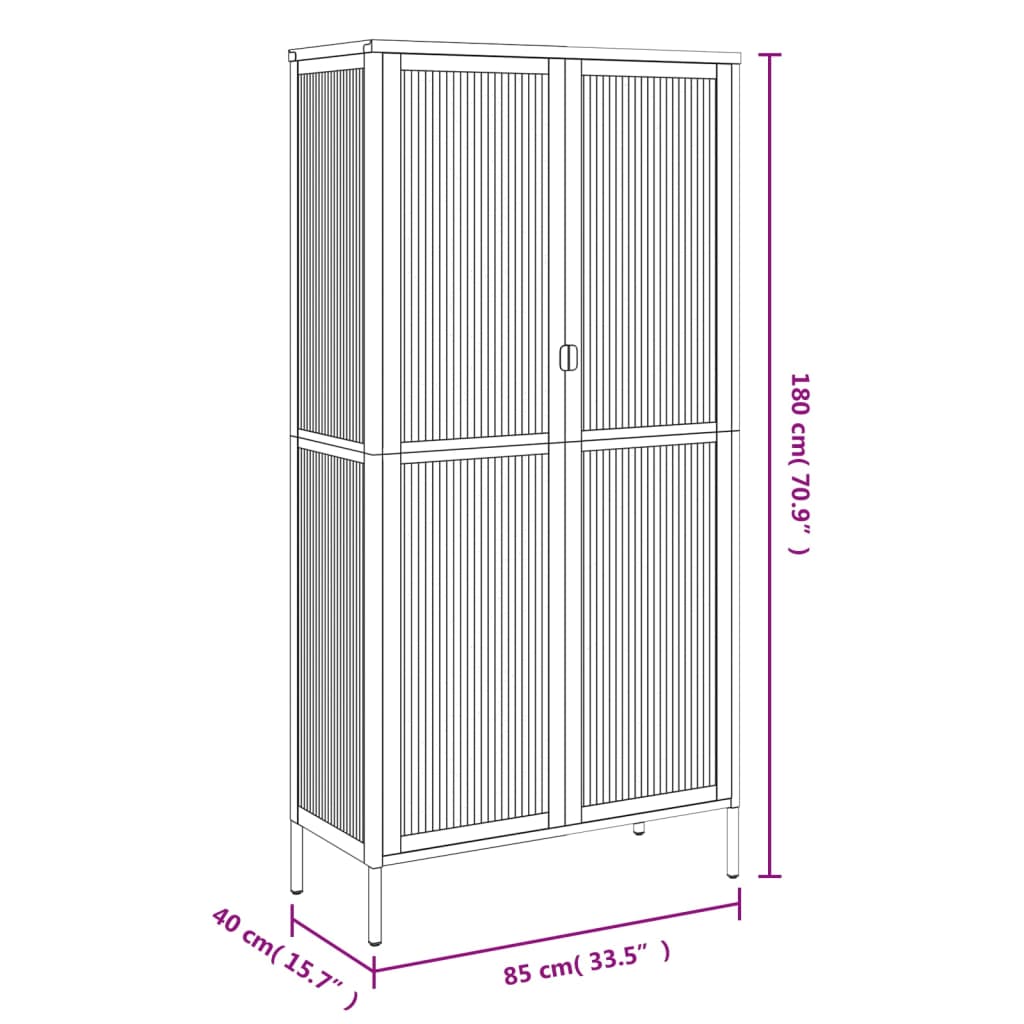 vidaXL Highboard svart 85x40x180 cm glass og stål