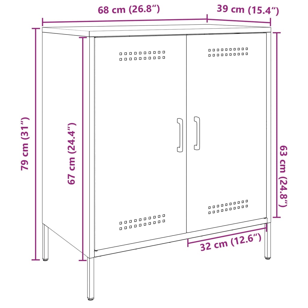 vidaXL Skjenk antrasitt 68x39x79 cm stål