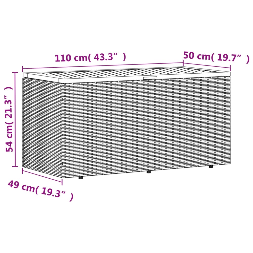 vidaXL Putekasse svart 110x50x54 cm polyrotting akasie