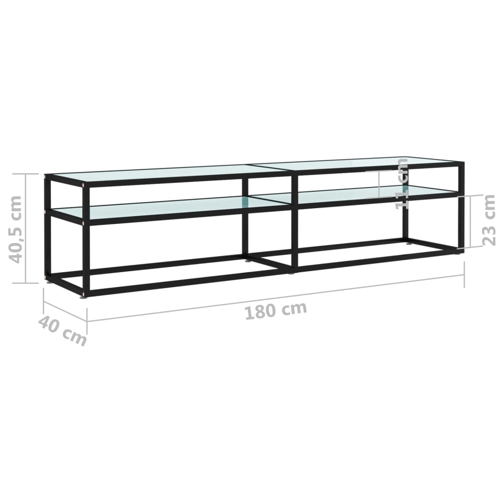 vidaXL TV-benk hvit marmor 180x40x40,5 cm herdet glass