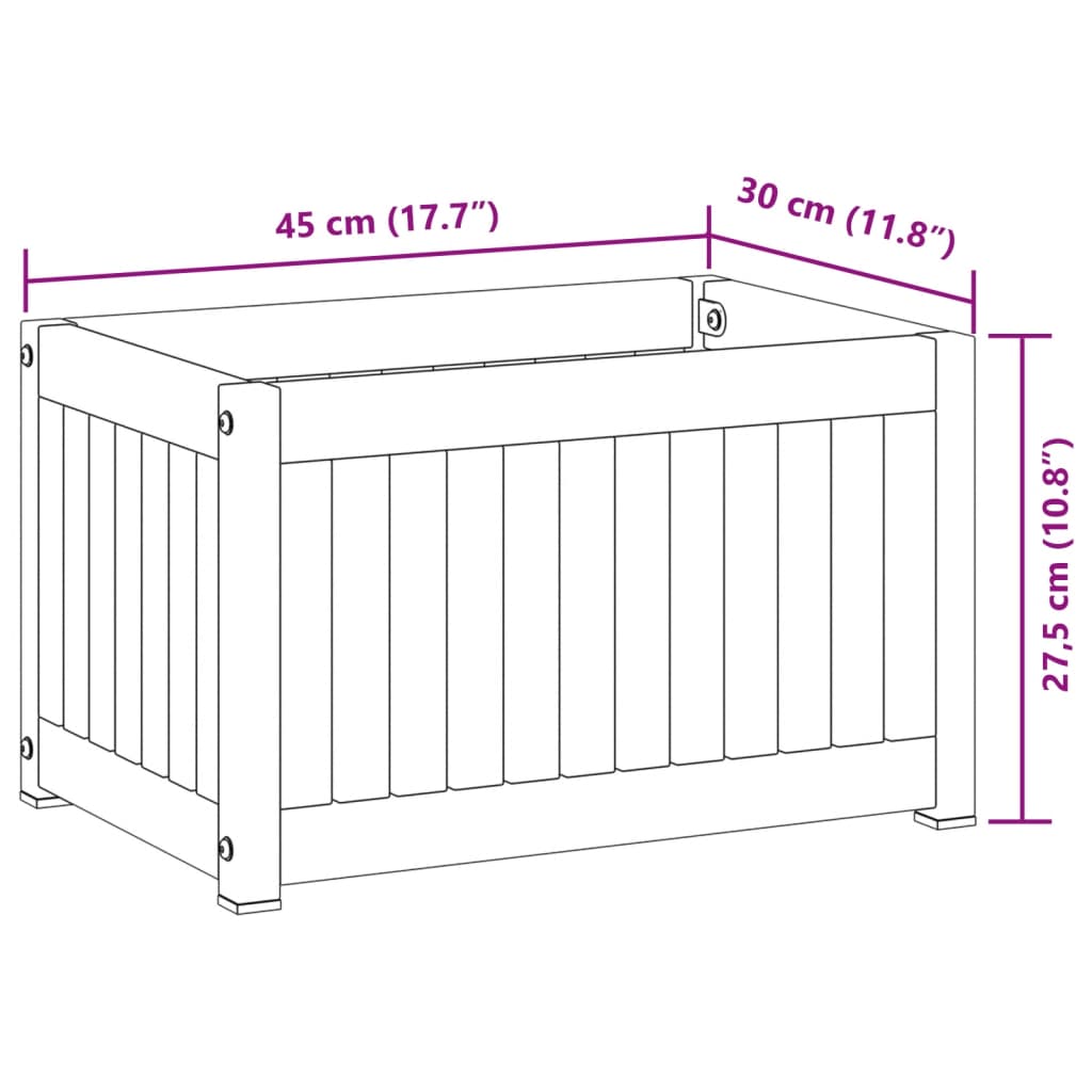 vidaXL Plantekasse 45x30x27,5 cm helte akasie og stål